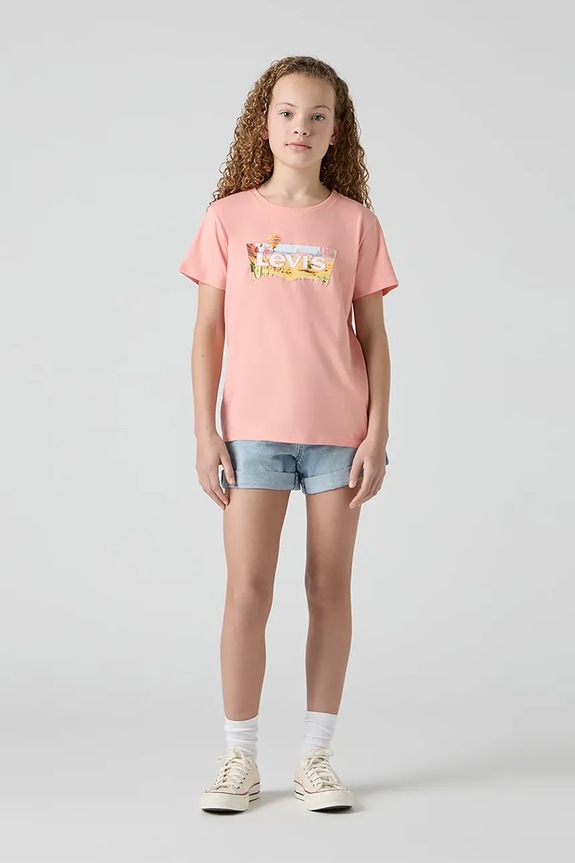 Παιδικό σορτς τζιν Levi's MINI MOM SHORT W EMBROIDER 4EM218