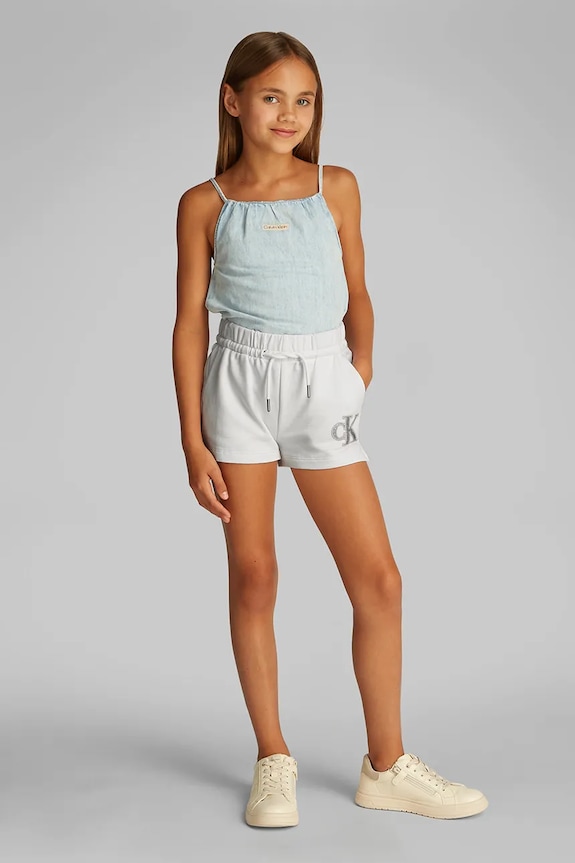 Calvin Klein Jeans gyerek pamut rövidnadrág dzsörzé fehér IG0IG02959.128.176.PPYA