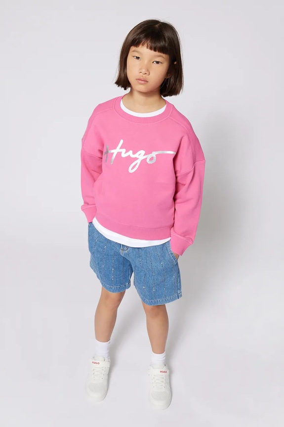 Otroške kratke hlače iz jeansa HUGO Casual modra G00406.114.150