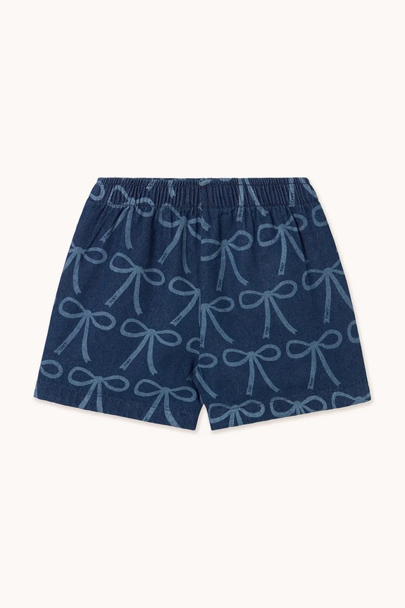Fete Tinycottons pantaloni scurti copii BOWS WOVEN SHORT SS25.234 albastru