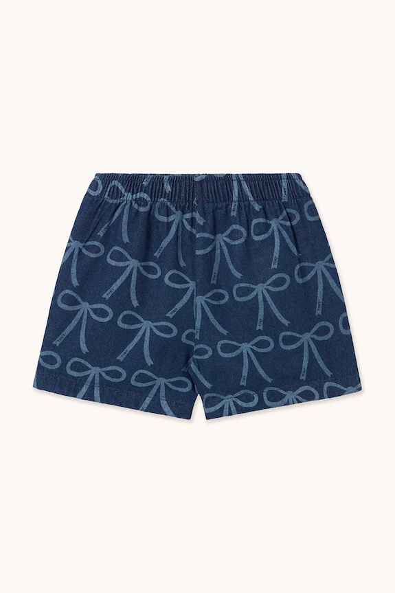 Fete Tinycottons pantaloni scurti copii BOWS WOVEN SHORT SS25.234 albastru