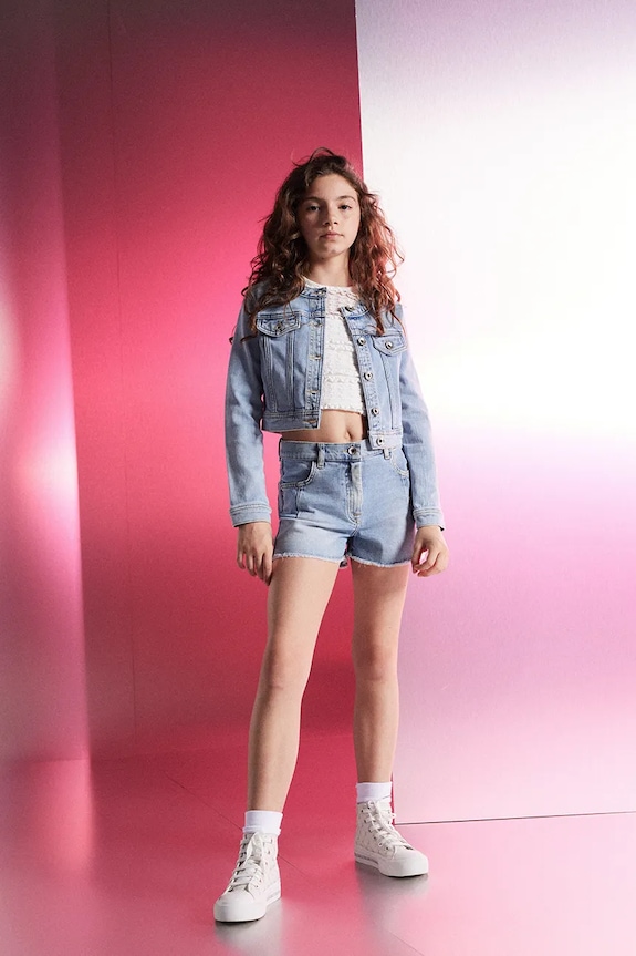 Patrizia Pepe pantaloni scurti din denim pentru copii CA52 casual albastru 7P0377