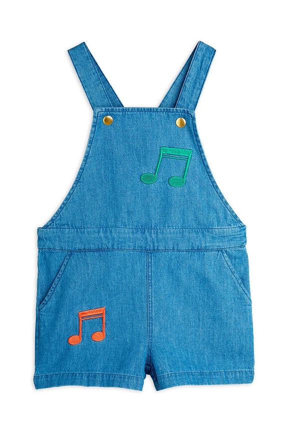 Mini Rodini ogrodniczki jeansowe dziecięce Note 2523014160 niebieski SS25