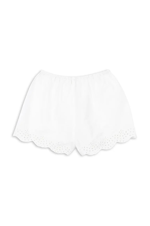 Fete Konges Sløjd pantaloni scurți din bumbac pentru copii RHW X KS FIORI SHORTS GOTS KS103598 alb