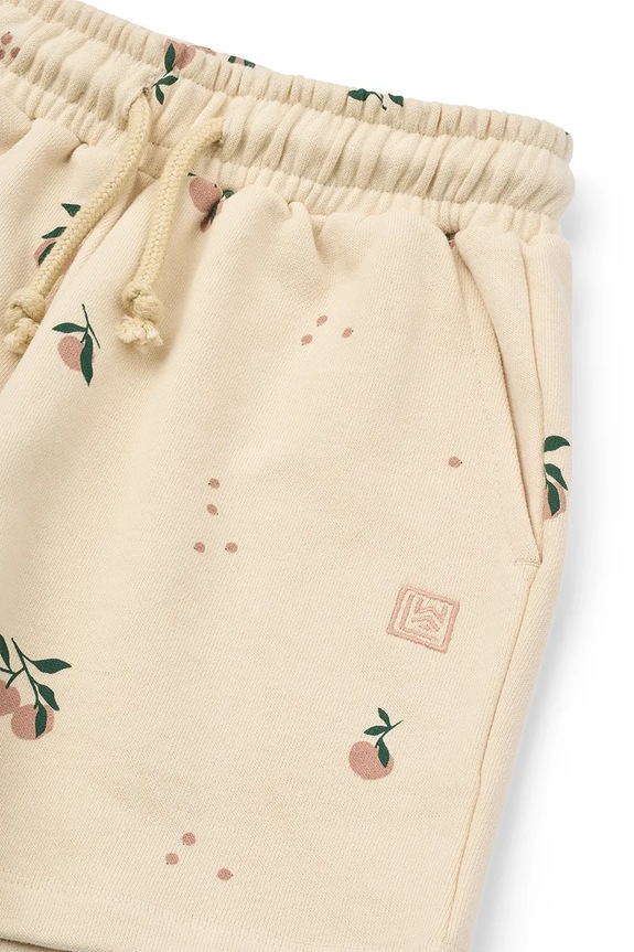Dječje pamučne kratke hlače Liewood Gram Printed Sweatshorts bež LW19864
