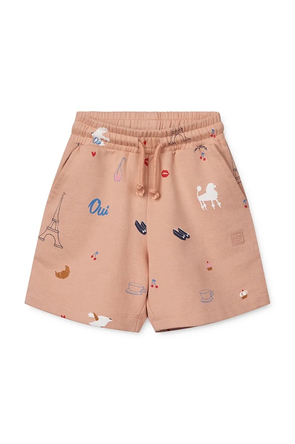 Liewood szorty bawełniane dziecięce Gram Printed Sweatshorts LW19864 pomarańczowy SS25