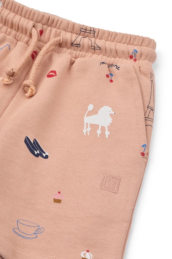 Liewood szorty bawełniane dziecięce Gram Printed Sweatshorts pomarańczowy LW19864