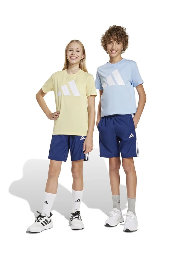 Detské krátke nohavice adidas látka tmavomodrá JD6497