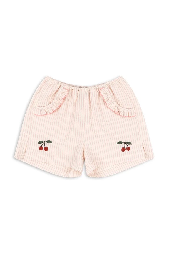 Konges Sløjd szorty ELLIE FRILL SHORTS GOTS z elastanem beżowy KS103163