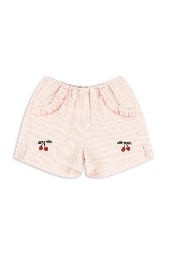 Konges Sløjd szorty ELLIE FRILL SHORTS GOTS z elastanem beżowy KS103163