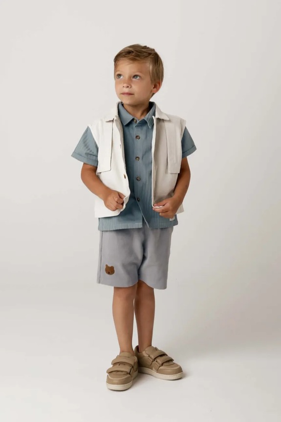 Donsje szorty bawełniane niemowlęce Ithri Shorts Bear bawełna niebieski 4096001.68.92