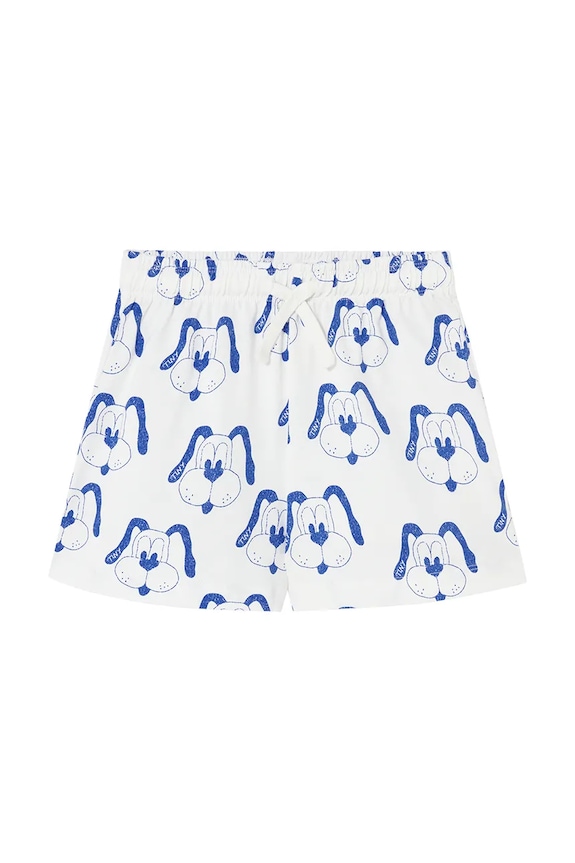 Detské bavlnené šortky Tinycottons DOGS SHORT potlač béžová SS25.461