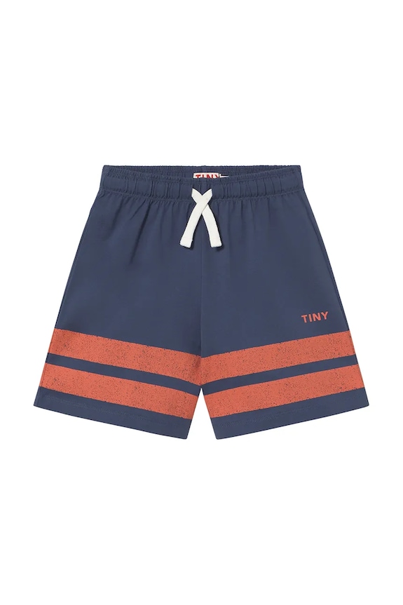 Detské bavlnené šortky Tinycottons STRIPES LOGO SHORT SS25.139 tmavomodrá SS25