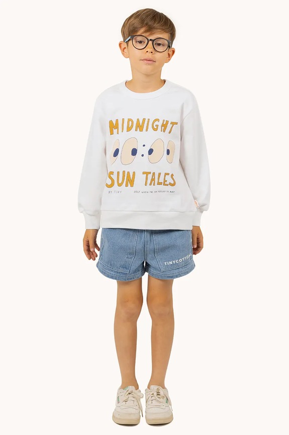 CHLAPEC Dětské bavlněné šortky Tinycottons GRAPHIC DENIM SHORT SS25.242 modrá
