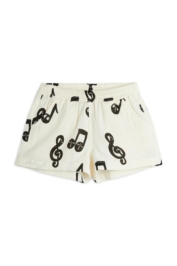 Παιδικό βαμβακερό σορτς Mini Rodini Note 2523016210 λευκό SS25