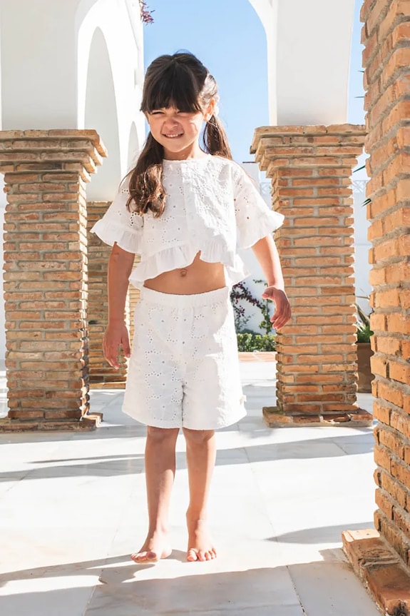 That's mine pantaloni scurți din bumbac pentru copii Iris casual alb 165263