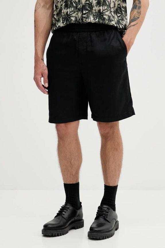 Armani Exchange szorty z domieszką lnu tkanina czarny XM000656.AF13180