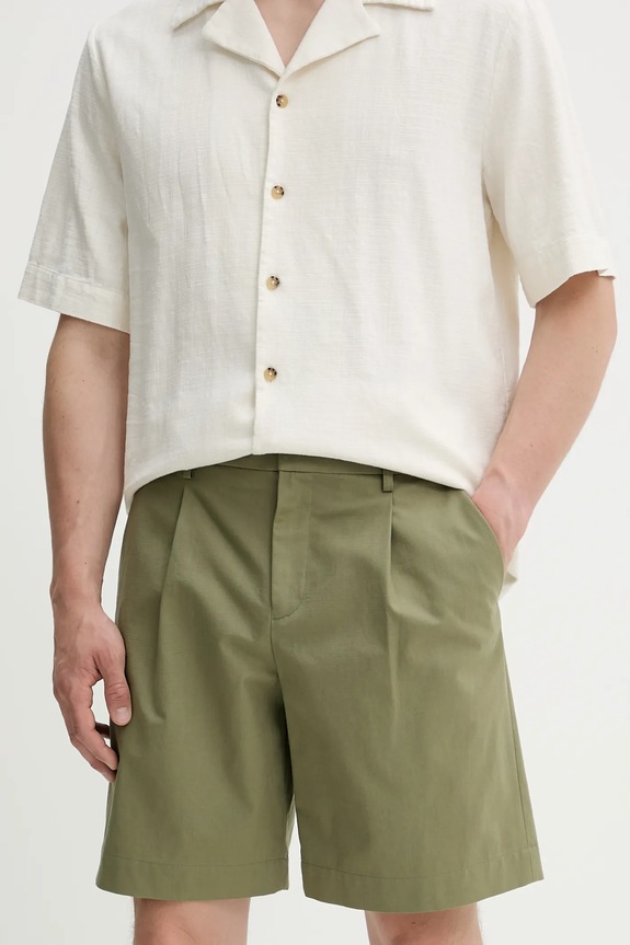 A.P.C. pantaloni scurți din bumbac short crew uni verde COHFU.H10198
