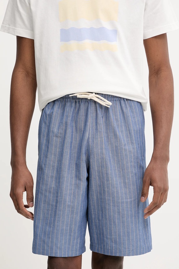 A.P.C. szorty z domieszką lnu short paul z domieszką lnu niebieski COHFW.H10205
