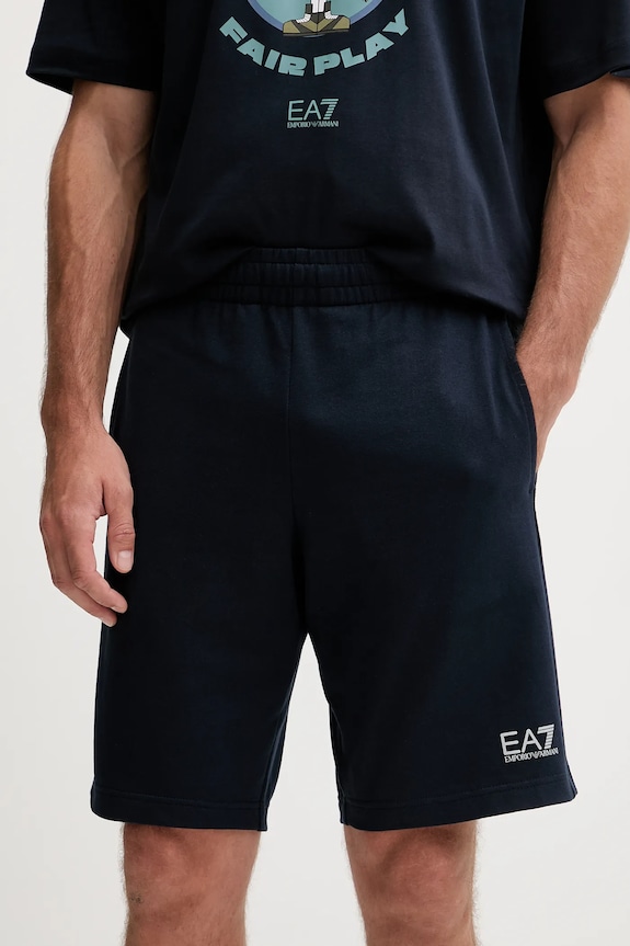 EA7 Emporio Armani pamut rövidnadrág dzsörzé sötétkék PJVRZ.8NPS65