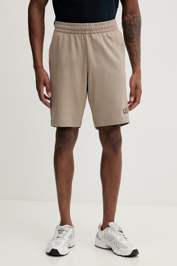 EA7 Emporio Armani szorty dresowe męskie bawełniane beżowy PJVRZ.8NPS65