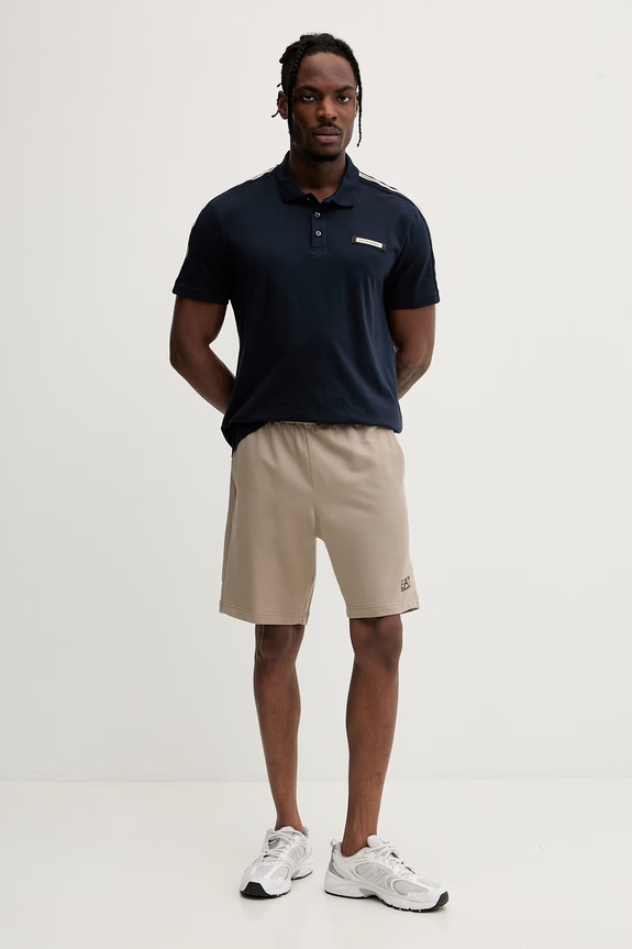 EA7 Emporio Armani szorty dresowe męskie bawełniane PJVRZ.8NPS65 beżowy SS26