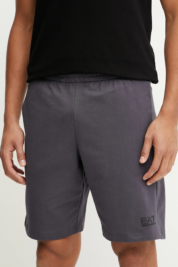 EA7 Emporio Armani szorty bawełniane nadruk szary PJVRZ.8NPS65