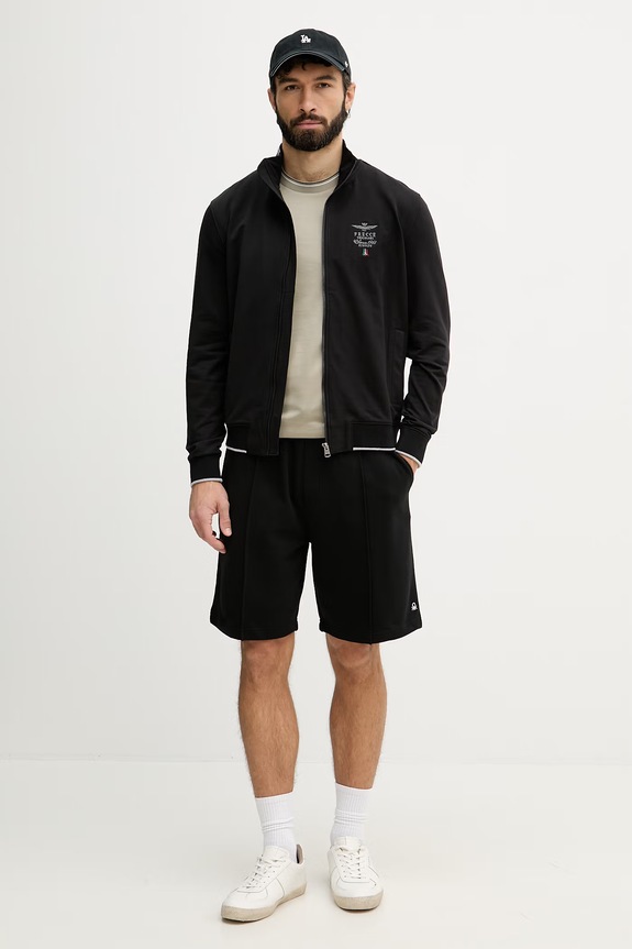 United Colors of Benetton pantaloni scurți de trening pentru bărbați, din bumbac 342ZU900X negru SS26
