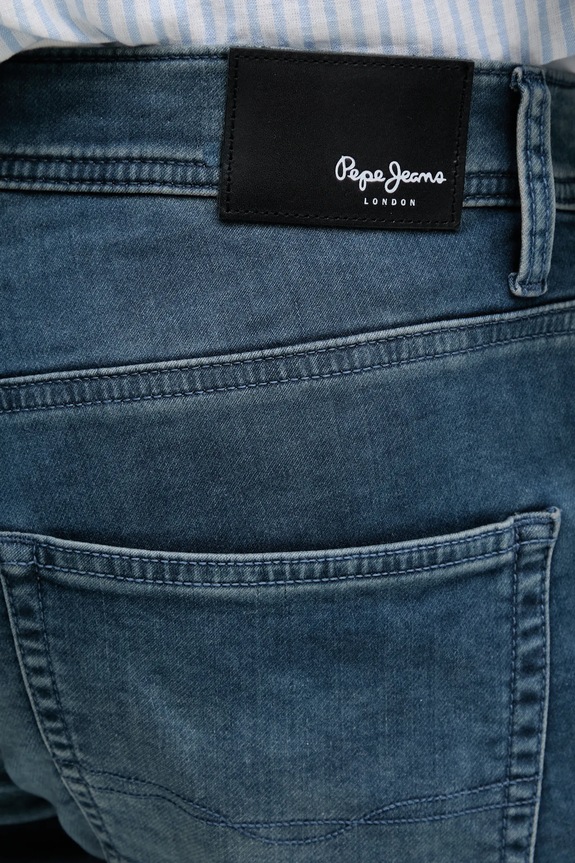 Pepe Jeans szorty jeansowe SLIM GYMDIGO SHORT TRACK niebieski PM801075UI5