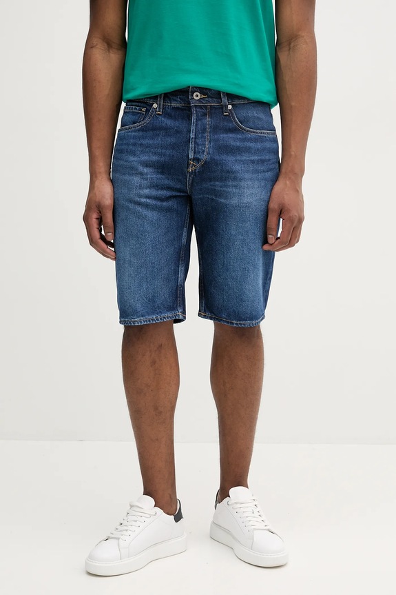 Rifľové krátke nohavice Pepe Jeans RELAXED SHORT CALLEN bavlna tmavomodrá PM801079IC2