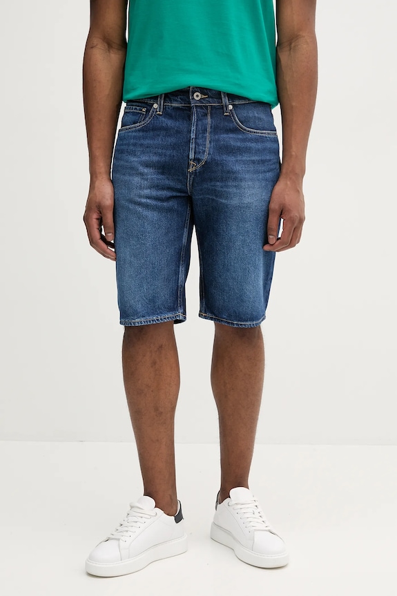 Rifľové krátke nohavice Pepe Jeans RELAXED SHORT CALLEN bavlna tmavomodrá PM801079IC2