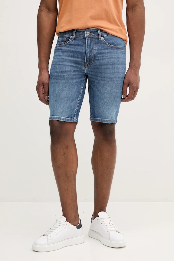 Rifľové krátke nohavice Pepe Jeans SLIM SHORT HATCH rifľovina modrá PM801080EE5