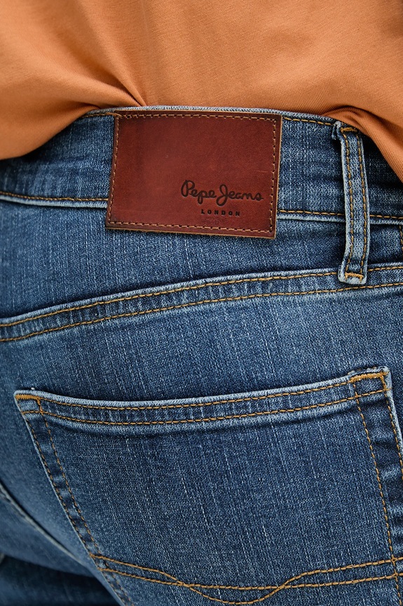 Rifľové krátke nohavice Pepe Jeans SLIM SHORT HATCH modrá PM801080EE5
