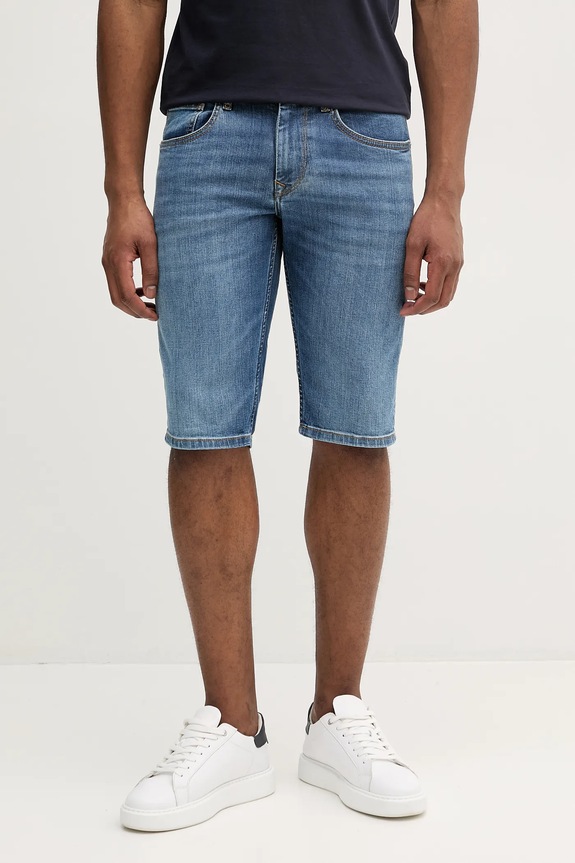 Pepe Jeans szorty jeansowe STRAIGHT SHORT CASH z elastanem niebieski PM801081EE5