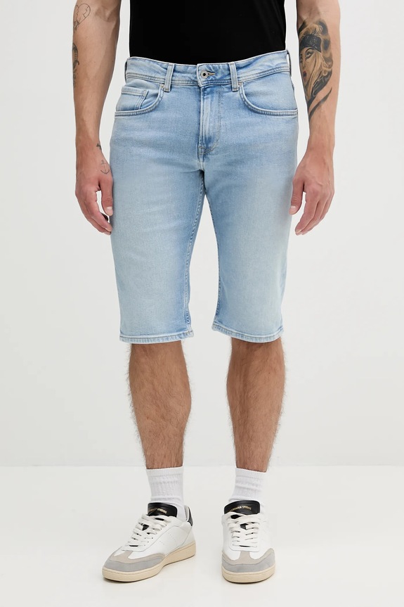 Pepe Jeans szorty jeansowe STRAIGHT SHORT CASH jeans niebieski PM801081ID0