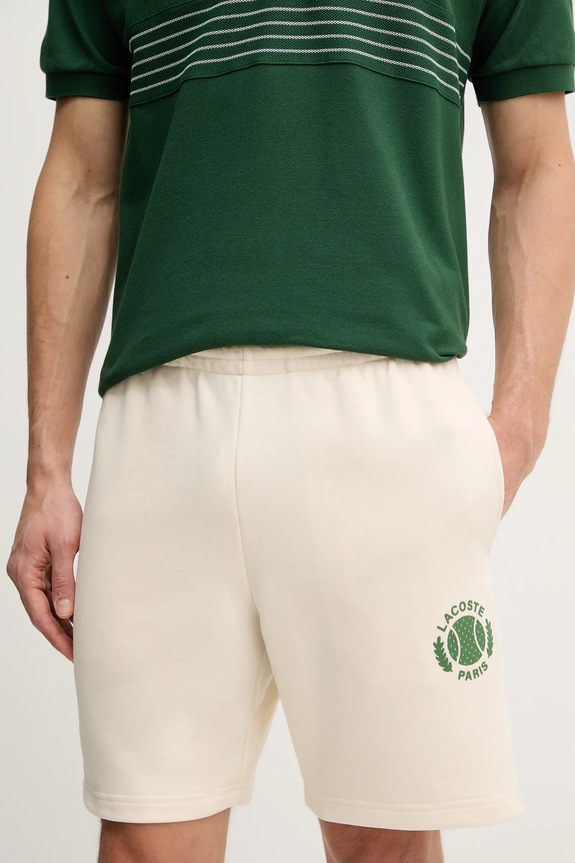 Kratke hlače Lacoste print bež GH9708