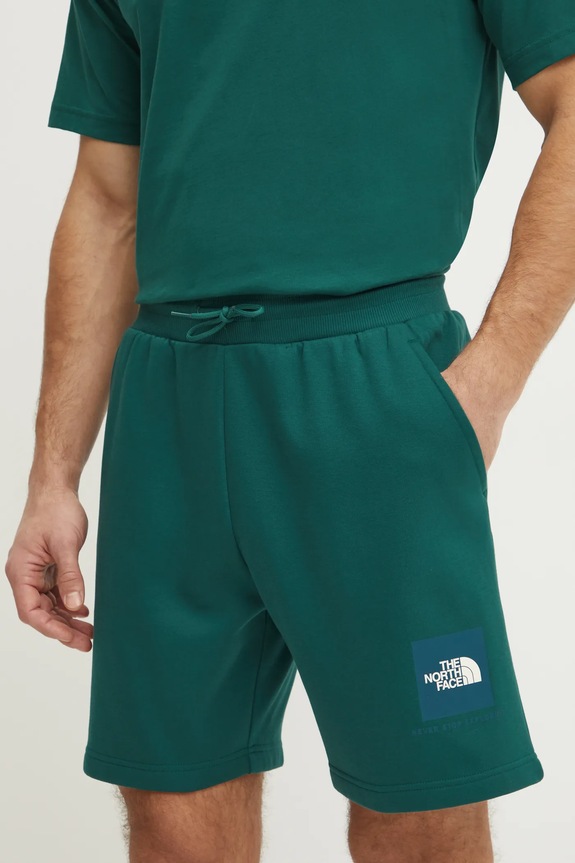 The North Face szorty Nuptse Regular dzianina zielony NF0A8C1JA1B1