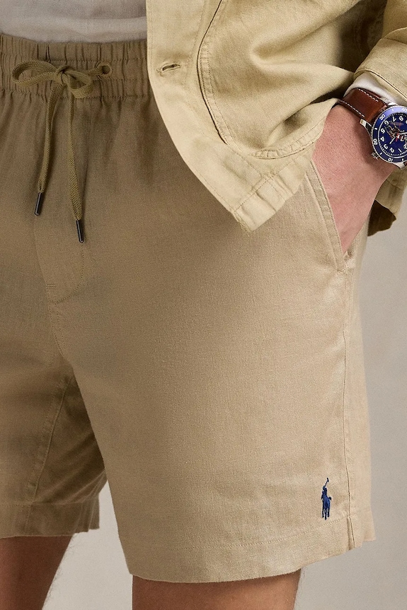 Polo Ralph Lauren szorty lniane beżowy 710958586