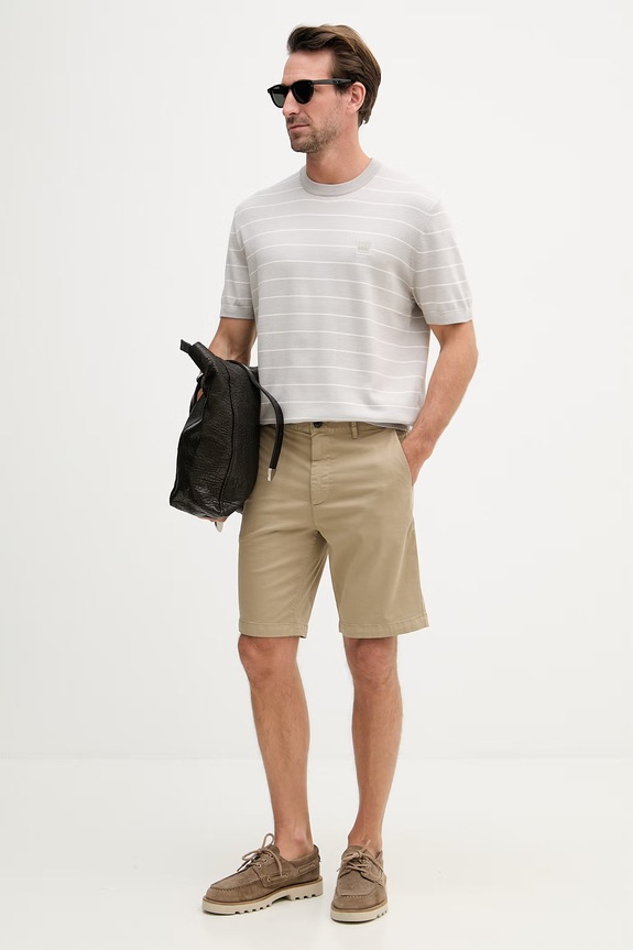 BOSS Orange σορτς chino ανδρικά βαμβακερά με ελαστάν 50536723 μπεζ SS26