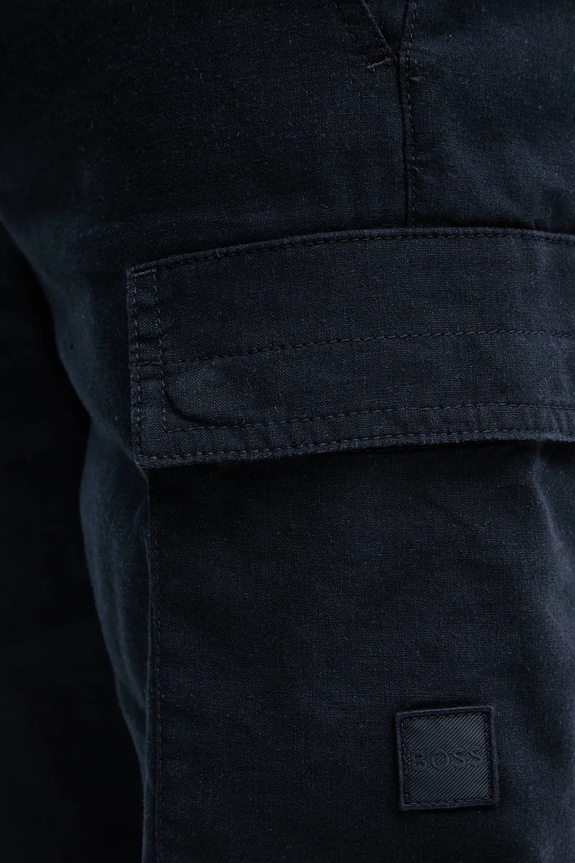 BOSS Orange pantaloncini in lino blu navy 50536888