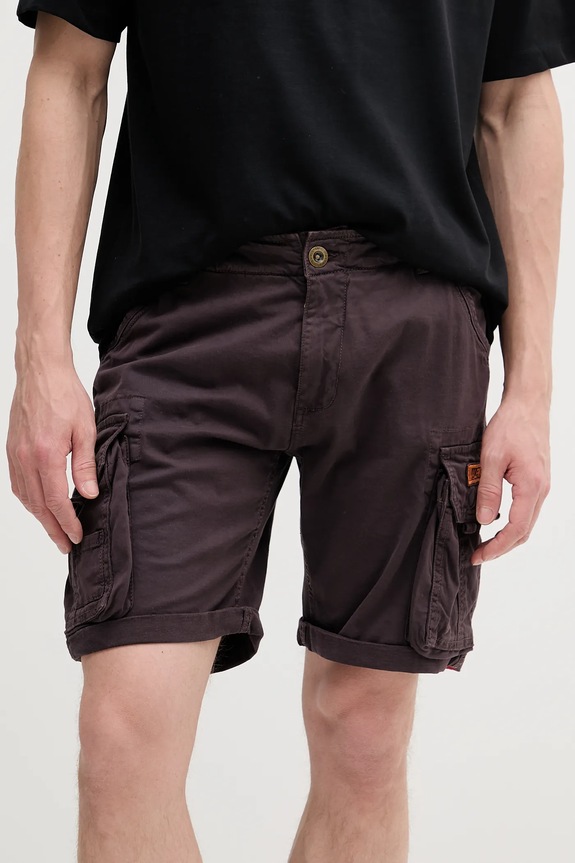 Alpha Industries pantaloni scuți cargo bărbătești din bumbac cu elastan Crew Short panza violet 176203