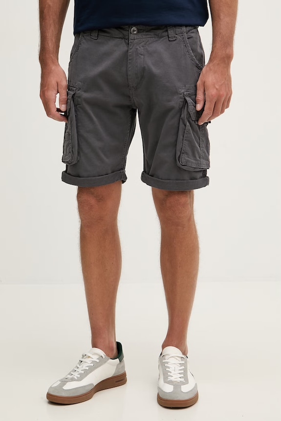Alpha Industries šortky cargo pánske bavlnené s elastanom Crew Short sivá 176203