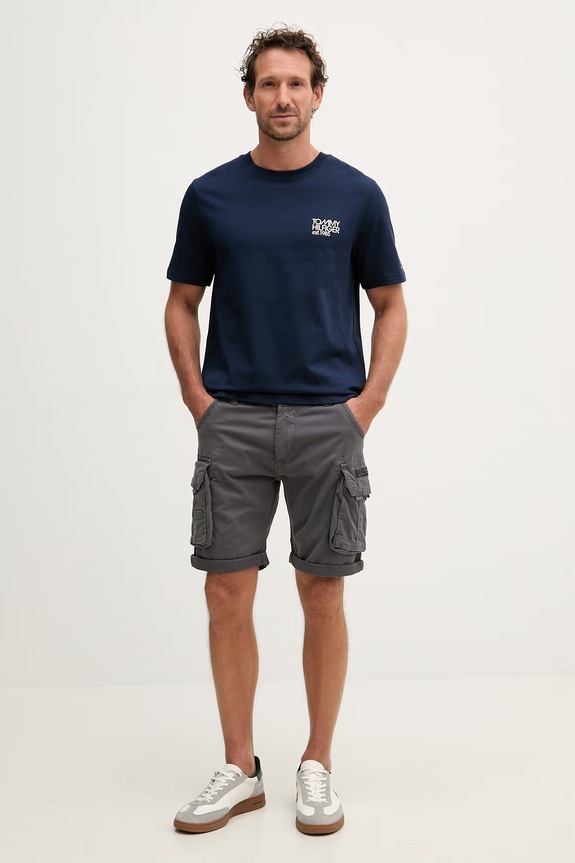 Alpha Industries šortky cargo pánske bavlnené s elastanom Crew Short 176203 sivá SS26