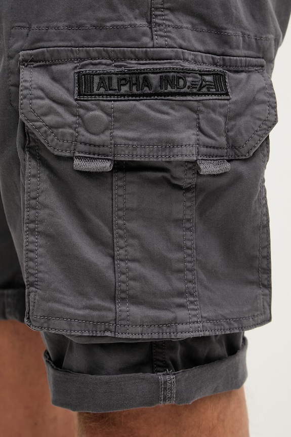 Alpha Industries šortky cargo pánske bavlnené s elastanom Crew Short sivá 176203