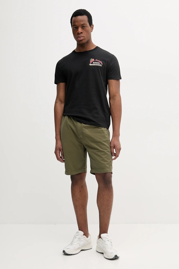 Alpha Industries pantaloni scurți bărbați din bumbac Basic Cotton Shorts 156262 verde SS26