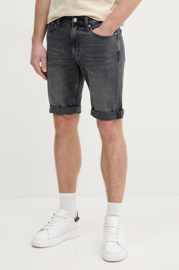 Τζιν σορτς Calvin Klein Jeans με ελαστάν γκρί J30J327515