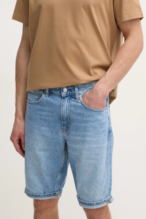 Τζιν σορτς Calvin Klein Jeans βαμβάκι μπλε J30J327513