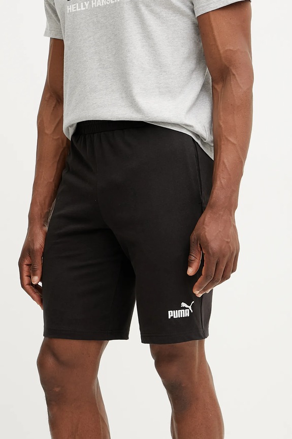Puma Pantaloni scurți de trening bărbați de bumbac Essential Jersey bumbac negru 682600