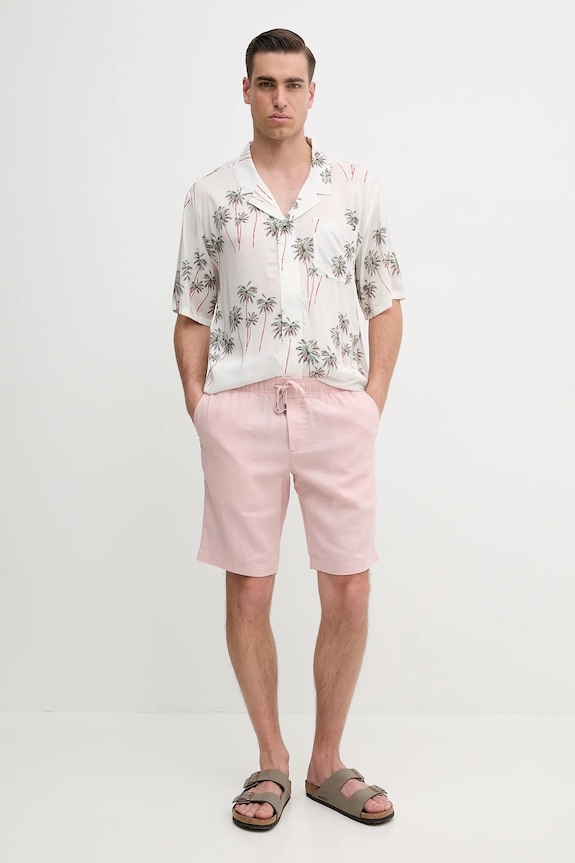 Ľanové šortky Tommy Hilfiger MW0MW37804 ružová SS25