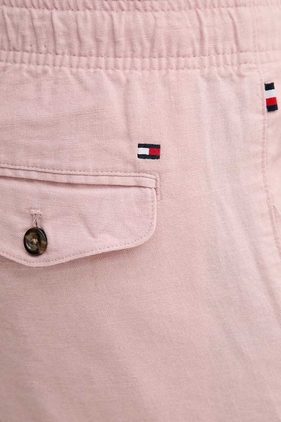 Ľanové šortky Tommy Hilfiger ružová MW0MW37804